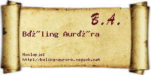 Báling Auróra névjegykártya